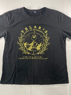 Velaris City of Starlight ACOTAR Graphic T Shirt Black Gold - Size L